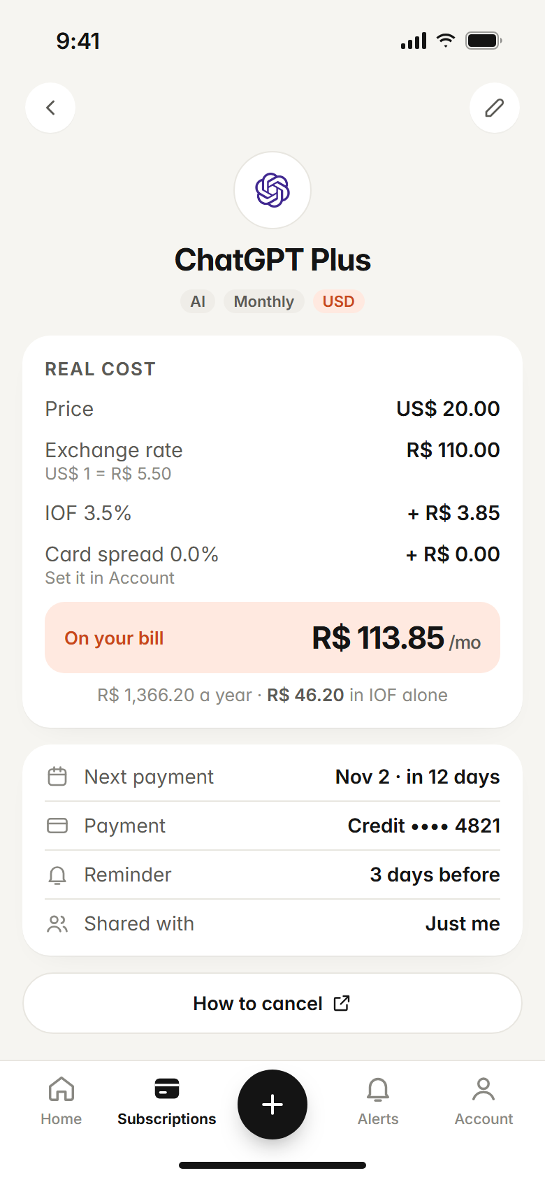 ChatGPT Plus detail: US$ 20 becomes R$ 113.85 on your bill with exchange rate and IOF